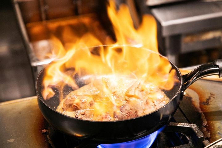 鶏レバーを炒める②
