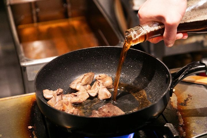 鶏レバーを炒める②
