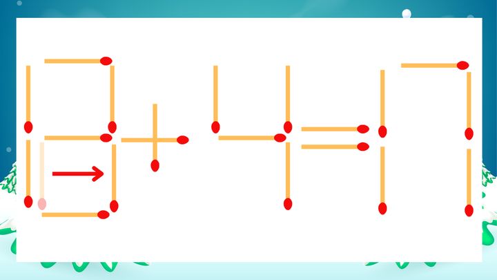 【マッチ棒クイズ】1本だけ動かして正しい式に：12+4=17？の解答画像