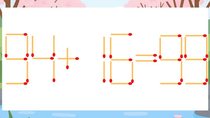 【マッチ棒クイズ】1本だけ動かして正しい式に：94+16=99？の問題画像