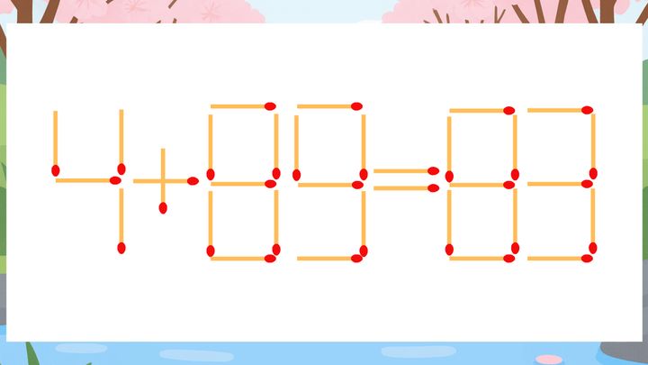 【マッチ棒クイズ】1本だけ動かして正しい式に：4+89=83？の問題画像