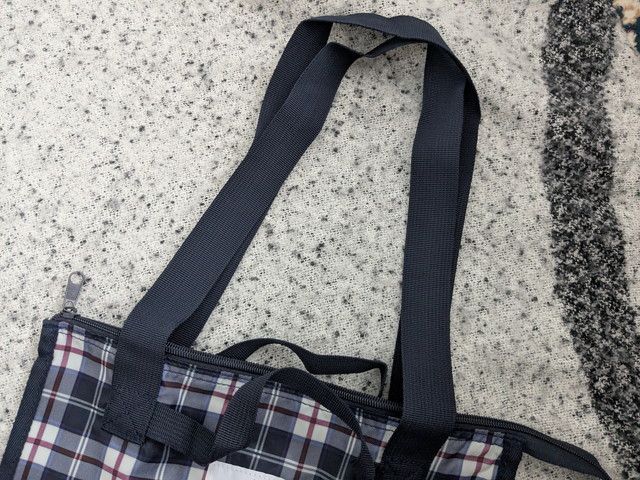 ショッピングBAGのストラップアップ。長短2種類のストラップがついている