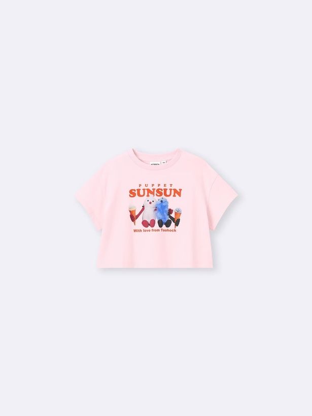 「KIDSグラフィッククロップドT パペットスンスン(ピンク)」(990円)