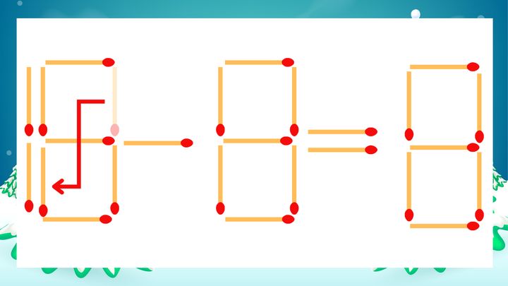 【マッチ棒クイズ】1本だけ動かして正しい式に：19-8=8？の解答画像