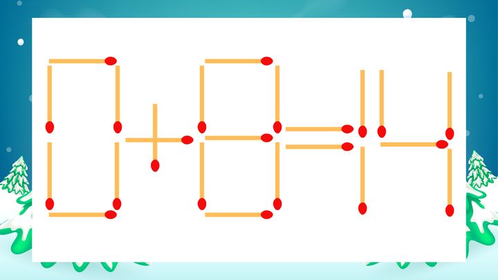 【マッチ棒クイズ】1本だけ動かして正しい式に：0+8=14？の問題画像