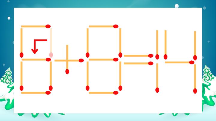 【マッチ棒クイズ】1本だけ動かして正しい式に：0+8=14？の解答画像