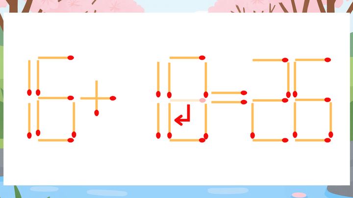 【マッチ棒クイズ】1本だけ動かして正しい式に：16+19=26？の解答画像