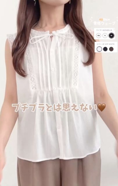 レースブラウスを着たコーデ