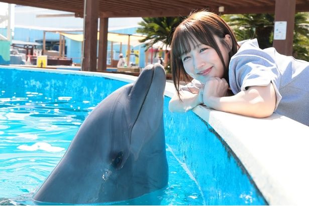 かわいいが大渋滞！イルカのミールちゃんとSKE48の鎌田菜月 (C)KADOKAWA 撮影＝EDWARD.K