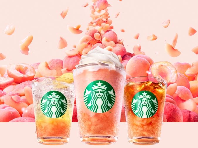 スターバックス ピーチ & ピーチミルク フラペチーノ チラックス ソーダ ピーチ クラフト ジューシー ピーチ ティー