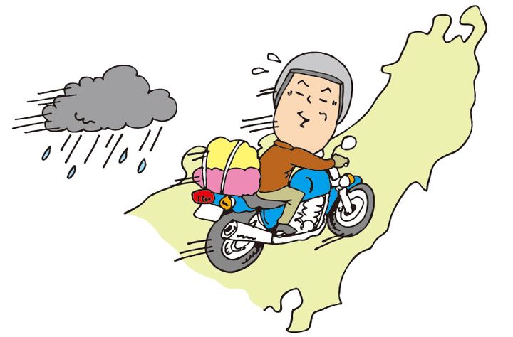 雨雲の動きはいま、ネットなどでも簡単に確認できる。それによって雨雲から逃げて行く方向へツーリングするのもひとつの方法だ。
