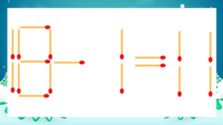 【マッチ棒クイズ】1本だけ動かして正しい式に：18-1=11？の問題画像