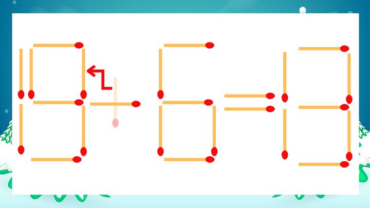 【マッチ棒クイズ】1本だけ動かして正しい式に：15+6=13？の解答画像