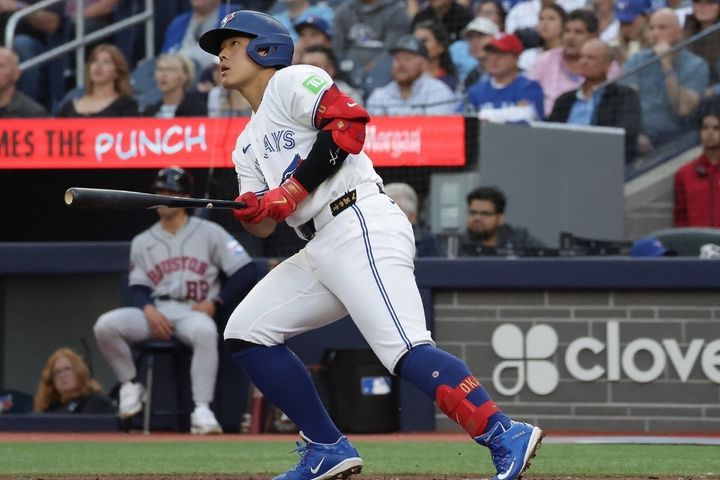 今季17号ソロを放ったブルージェイズ・岡本和真（C）Getty Images