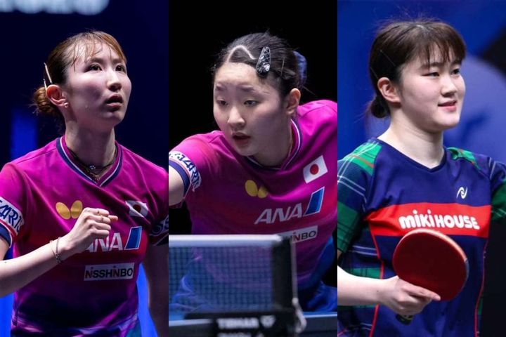早田ひな、張本美和、大藤沙月（C）WTT