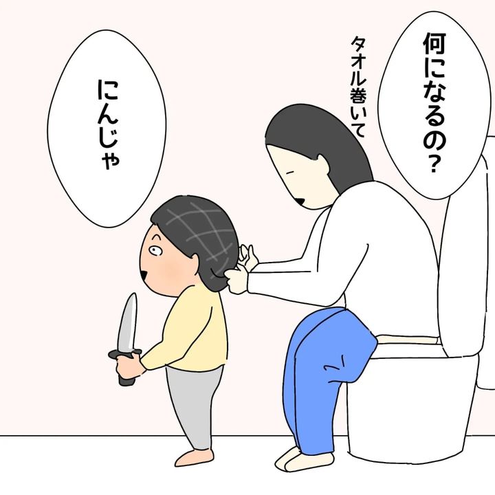 忍者になりきる息子について描いた漫画のカット（kantabouさん提供）