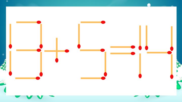 【マッチ棒クイズ】1本だけ動かして正しい式に：13+5=14？の問題画像