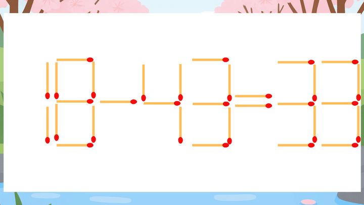 【マッチ棒クイズ】1本だけ動かして正しい式に：18-43=33？の問題画像
