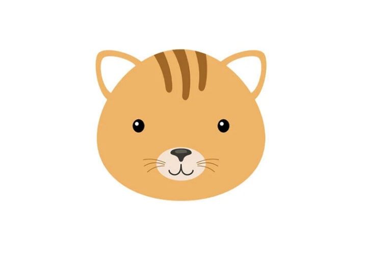額に縞模様のある茶トラ猫の顔のイラスト
