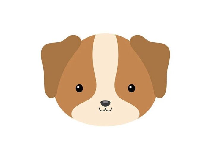 茶色と白の垂れ耳の子犬の顔のイラスト