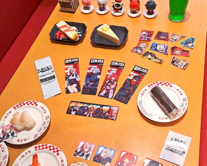 スシローと「ゼンレスゾーンゼロ」コラボのグッズ