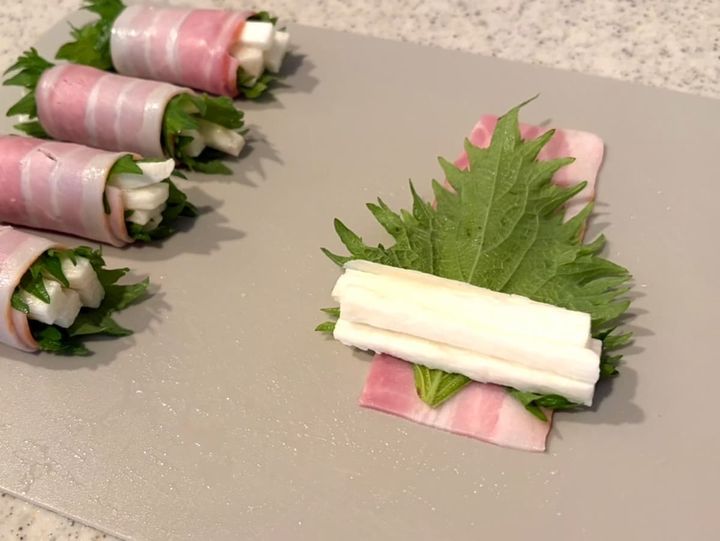 長芋の大葉ベーコン巻き