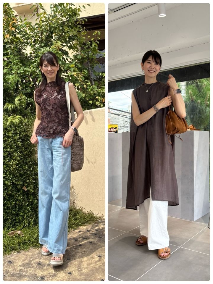 光沢のあるサンダル・ブラウンのスタッズサンダル