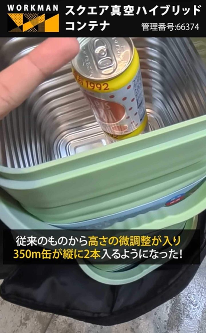 真空構造で保冷性抜群！350ml缶が縦に2本入る