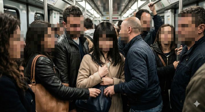 観光客を狙ったスリ集団は、混雑を隠れ蓑にして組織的に犯行に及びます ※Google Geminiにて作成