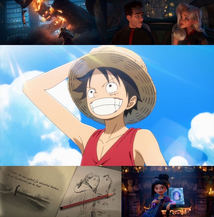 （上段左から時計回りに）『ゴーストバスターズ：ナイト・シフト（原題）』、『レイ・ガン』、『THE ONE PIECE』、『リリスとシンデレラのおとぎの王国』、『In Waves（原題）』 Netflixシリーズ『THE ONE PIECE』2027年2月、Netflixにて全話一挙配信（全7話／総尺約300分） （C）尾田栄一郎／集英社・「THE ONE PIECE」製作委員会 Netflix映画『レイ・ガン』12月18日より世界独占配信 Netflix映画『リリスとシンデレラのおとぎの王国』11月20日より世界独占配信 Netflix 映画『In Waves（原題）』12月11日より世界独占配信 Netflixシリーズ『ゴーストバスターズ：ナイト・シフト（原題）』2027年世界独占配信 width=
