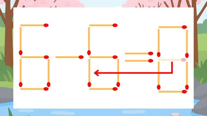 【マッチ棒クイズ】1本だけ動かして正しい式に：6-5=8？の解答画像