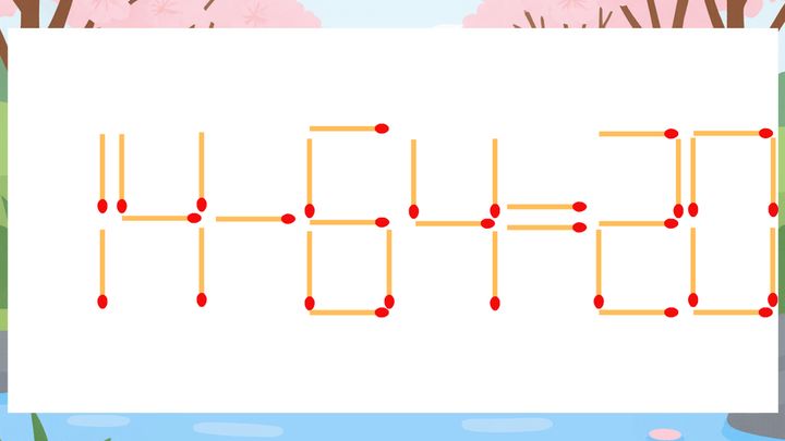 【マッチ棒クイズ】1本だけ動かして正しい式に：14-64=20？の問題画像