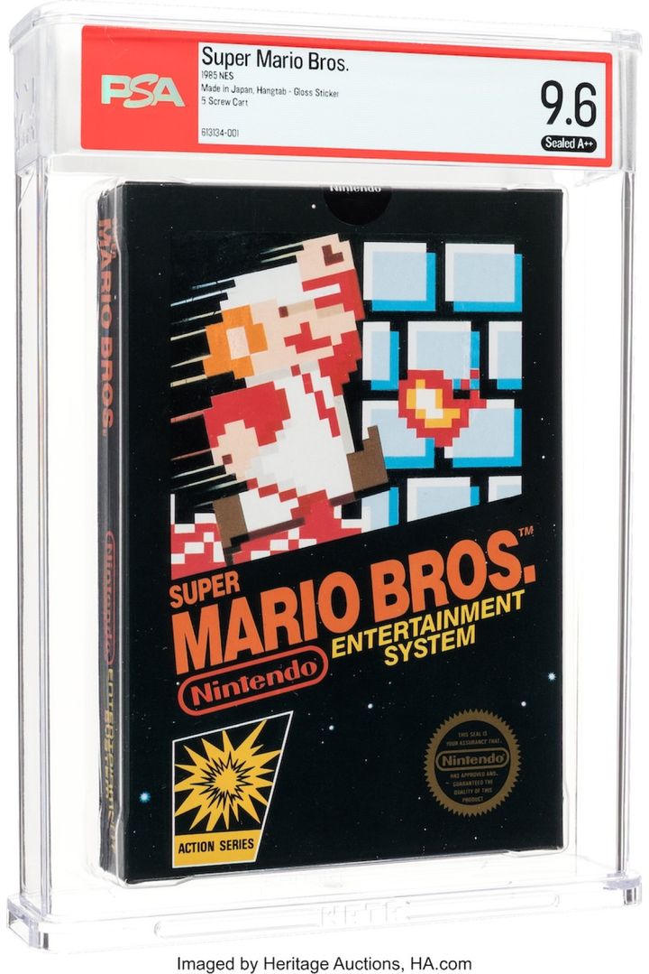 『スーパーマリオブラザーズ』未開封・グロスステッカー・第2生産版（1985年） width=