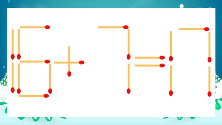 【マッチ棒クイズ】1本だけ動かして正しい式に：16+7=17？の問題画像