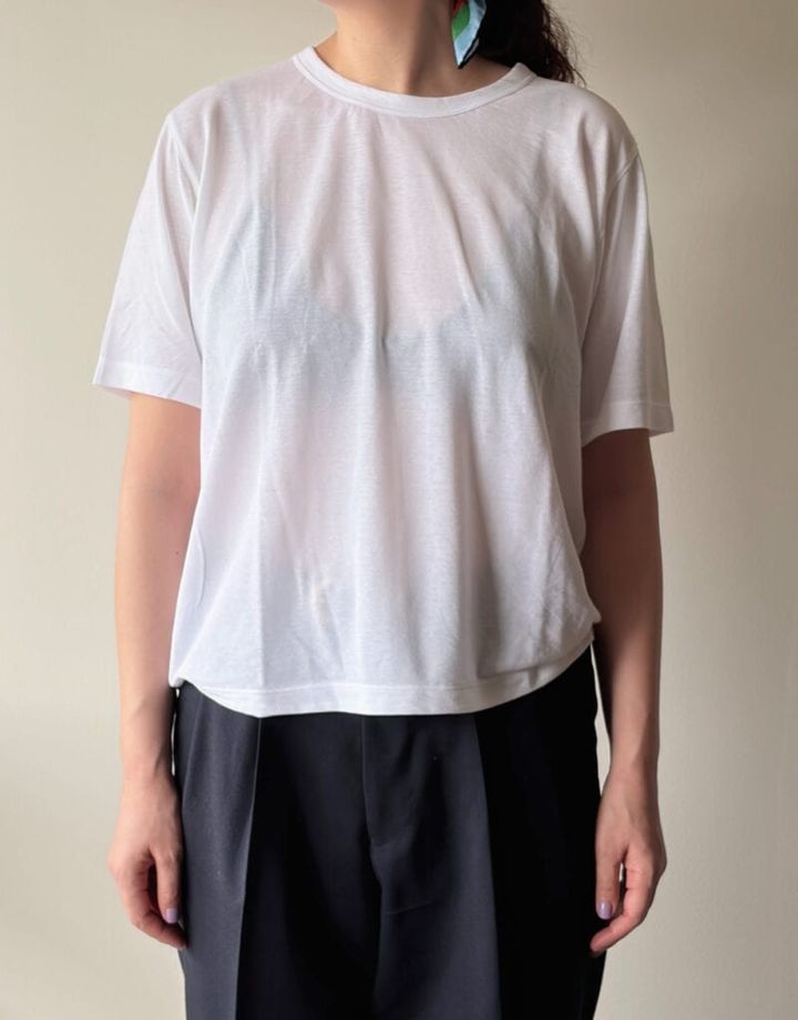 婦人 強撚天竺編みクルーネック半袖Ｔシャツ1,490円（無印良品）