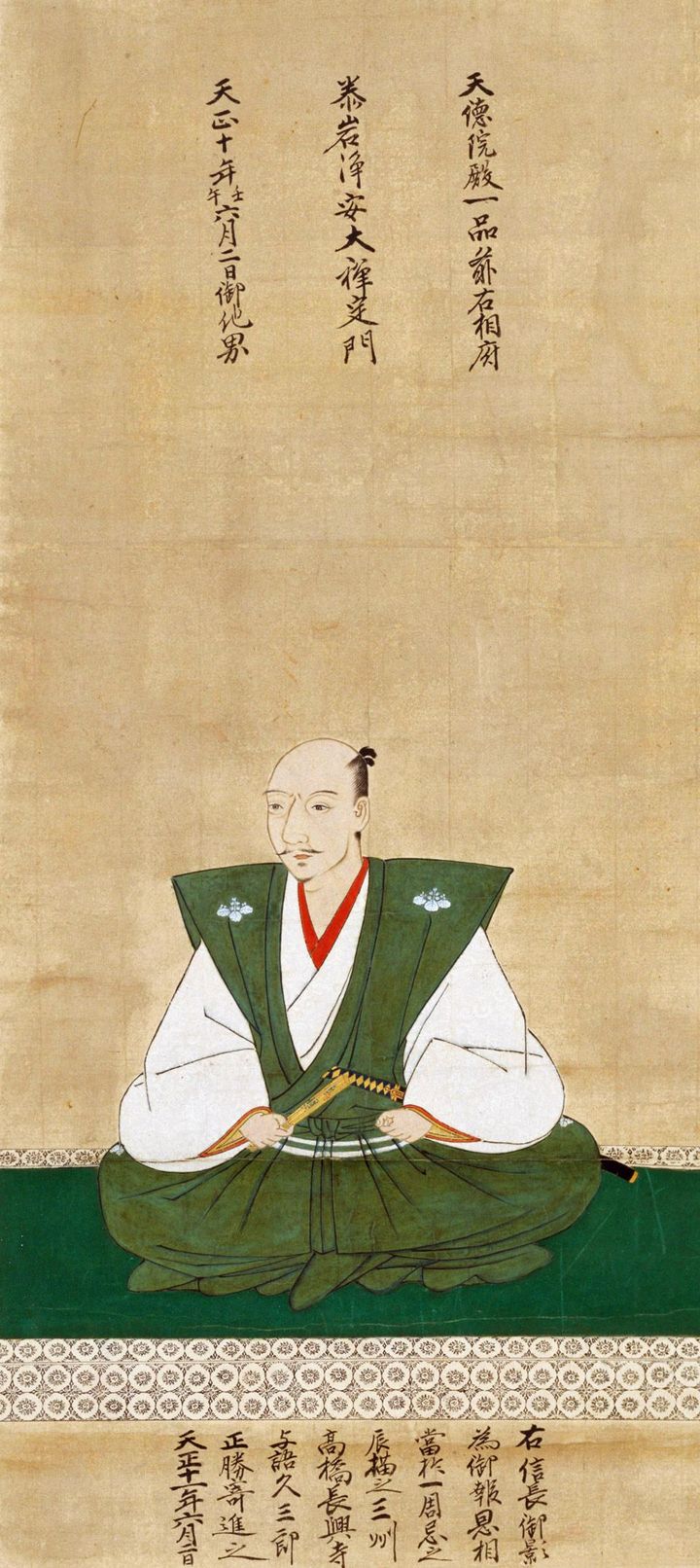 狩野元秀画「織田信長像」1583年（長興寺所蔵）の模本