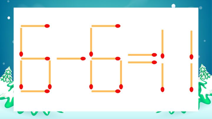 【マッチ棒クイズ】1本だけ動かして正しい式に：6-6=11？の問題画像