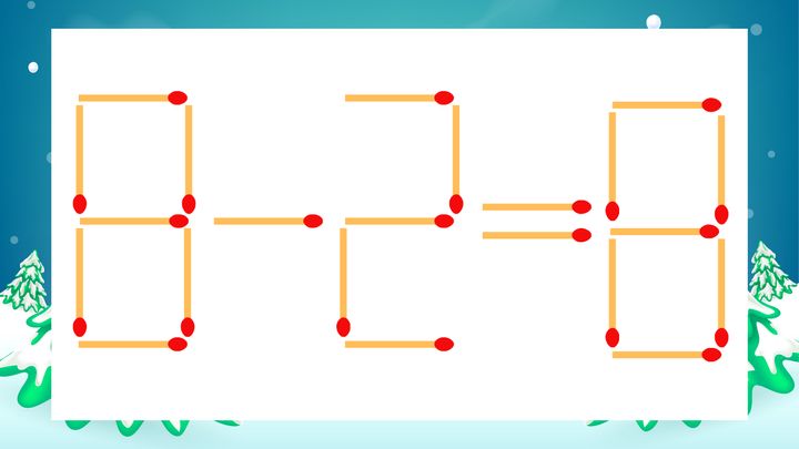 【マッチ棒クイズ】1本だけ動かして正しい式に：8-2=8？の問題画像