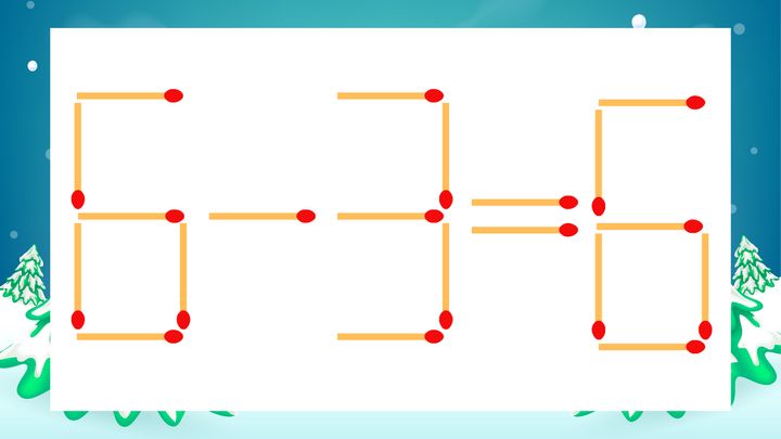 【マッチ棒クイズ】1本だけ動かして正しい式に：6-3=6？の問題画像