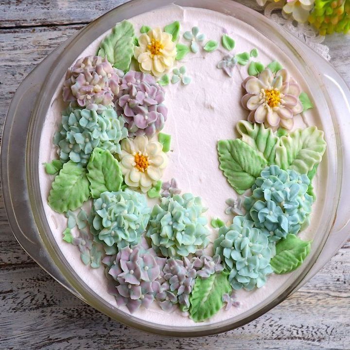 紫陽花ケーキのデザイン