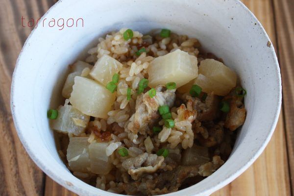 大根と豚の炊き込みご飯