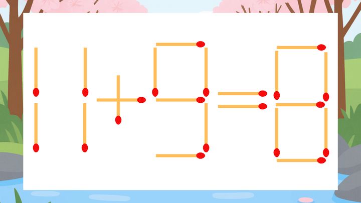 【マッチ棒クイズ】1本だけ動かして正しい式に：11+9=8？の問題画像