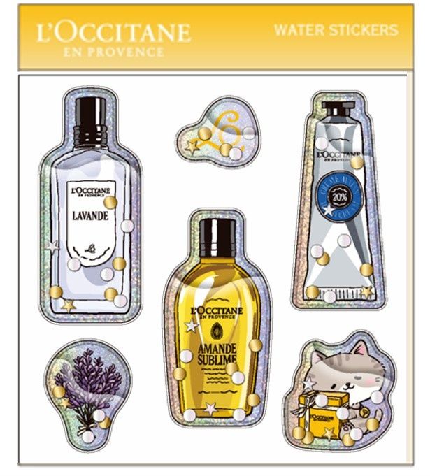 ロクシタンの人気製品をモチーフにしたオリジナルデザインのウォーターシール(数量限定・購入特典)