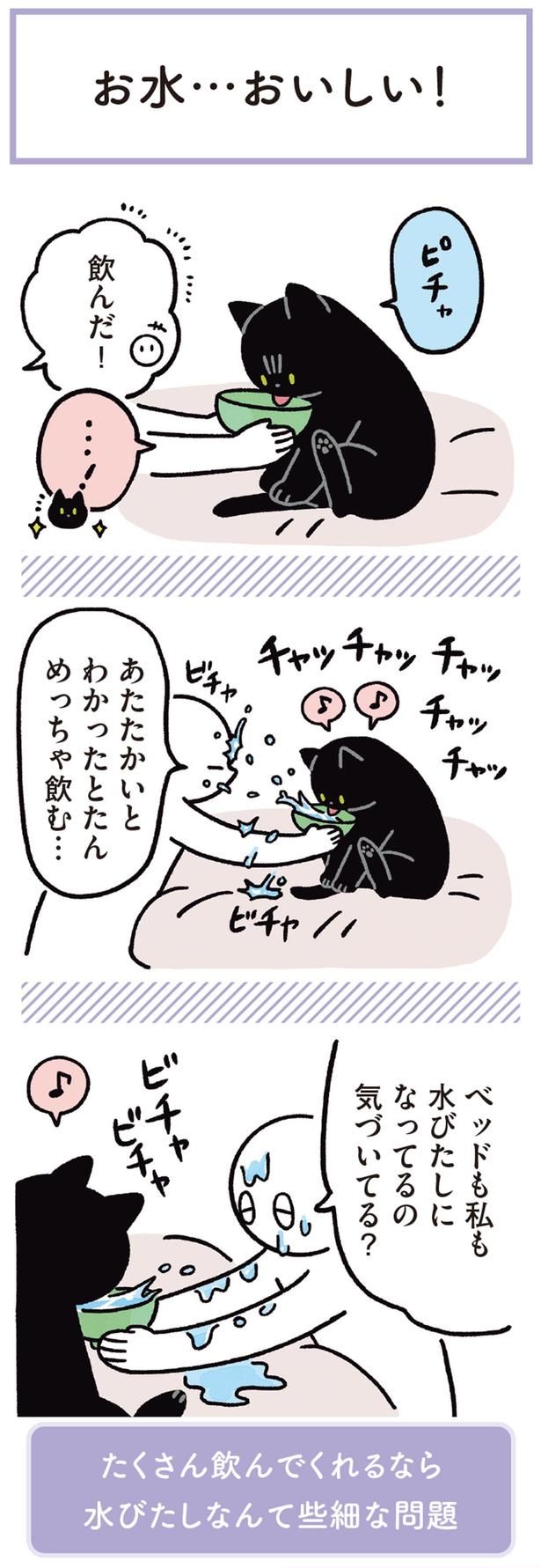 あたたかいとわかったとたんめっちゃ飲む… （C）AKR／KADOKAWA
