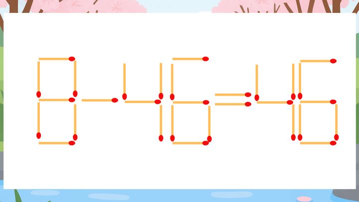 【マッチ棒クイズ】1本だけ動かして正しい式に：8-46=46？の問題画像