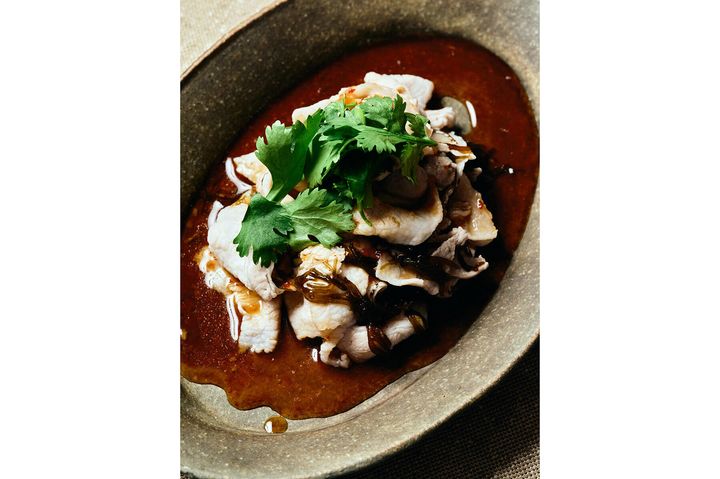 豚肉を焼いて、仕上げる