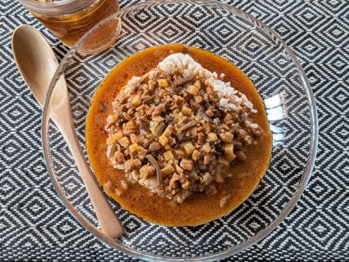 ごはんにかける 冷やしごま豆乳坦々スープ 180g（1人前） ￥350／無印良品