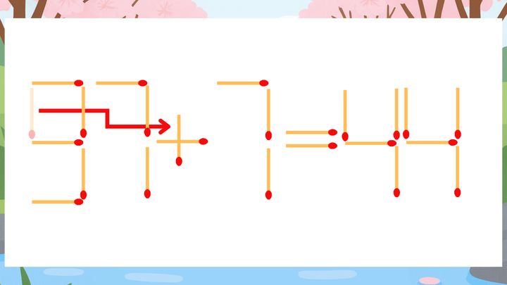 【マッチ棒クイズ】1本だけ動かして正しい式に：97-7=44？の解答画像