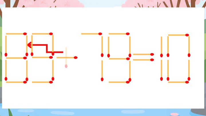 【マッチ棒クイズ】1本だけ動かして正しい式に：69+79=10？の解答画像