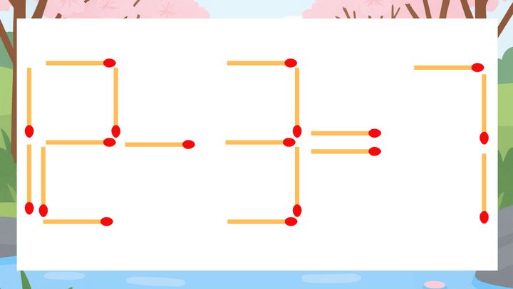 【マッチ棒クイズ】1本だけ動かして正しい式に：12-3=7？の問題画像